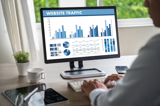 Person at computer displaying website traffic