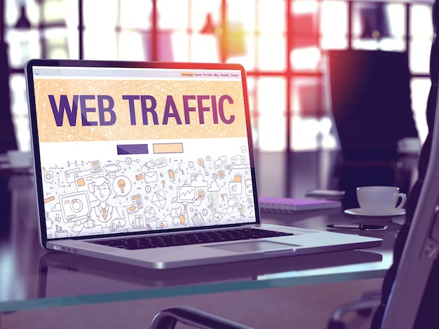 Laptop displaying web traffic