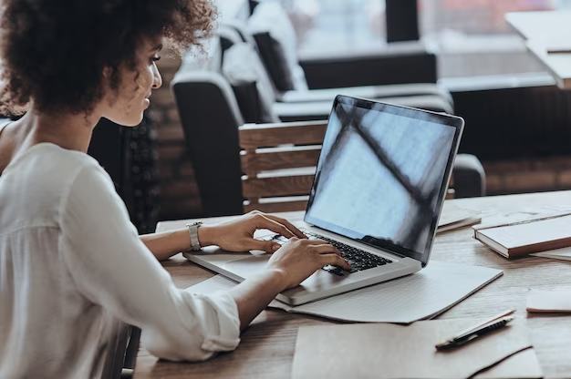 Female using laptop